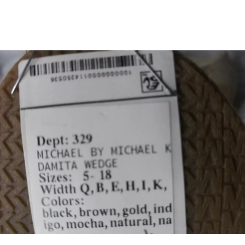 Michael Kors Damita Wedge Shoes Size 9.5M Khaki Heels Gold Zip Accent - Picture 11 of 11